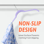 30 Pack Multicolor Velvet Shirt Hangers – Non-Slip Slim Flocked Hangers with Notches, Space-Saving Felt Closet Organiser for Shirts, Dresses, Suits