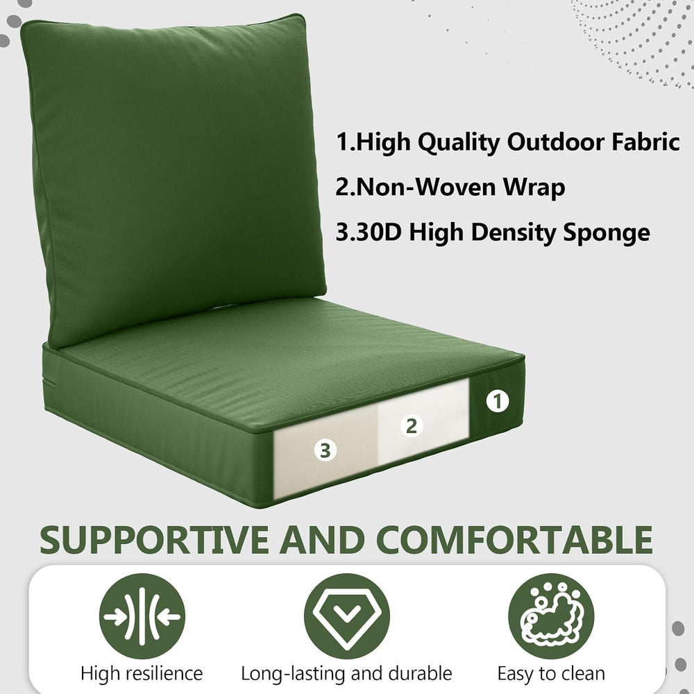 22" x 22" x 6" Outdoor Deep Seat Cushions Set - 2 Set Waterpro...