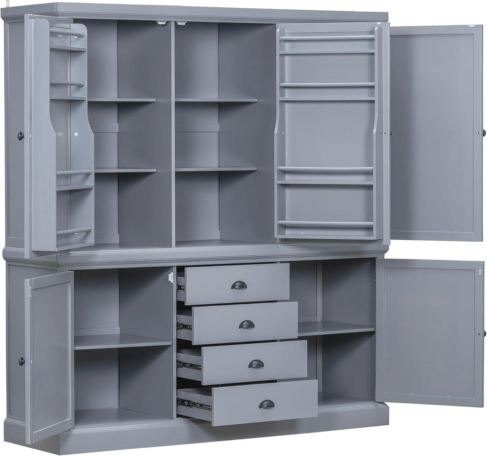 73'' Traditional Freestanding Wooden Kitchen Pantry, Large Kitchen St...
