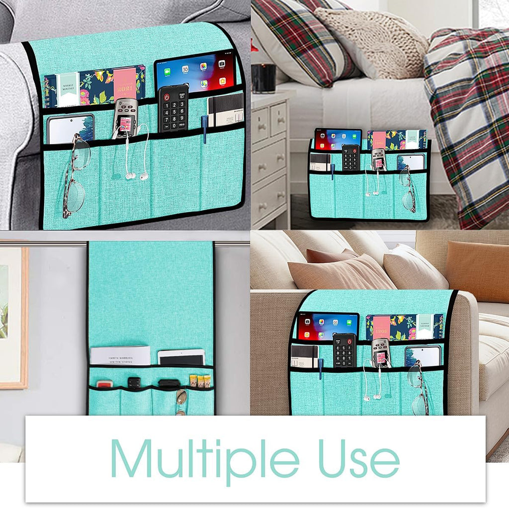 Joywell Remote Control Holder for Recliner Armchair Caddy Couch Armrest Organizer Sofa Arm Chair Caddie with 6 Pocket Storage for Magazine, Tablet, Phone, iPad, Teal