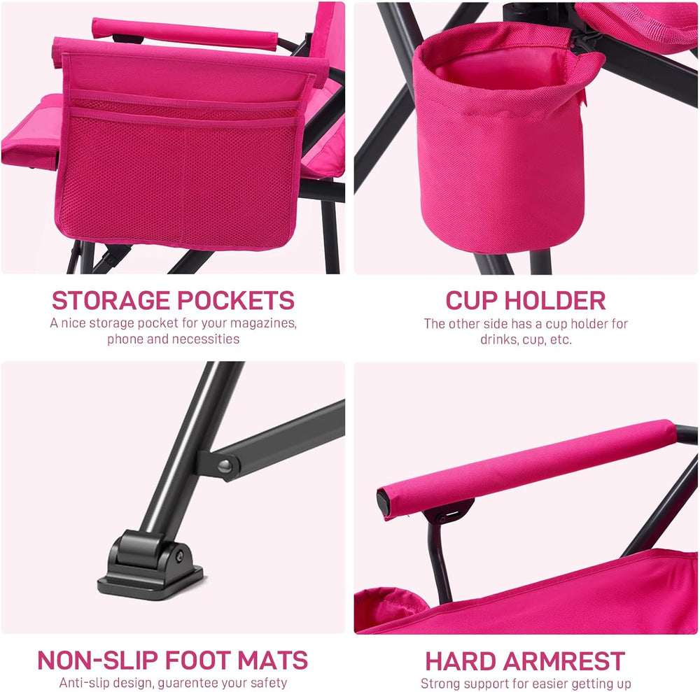EVER ADVANCED Oversized Folding Women Camping Chair, for Adults Heavy Duty La...