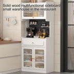 Pantry Cabinet, Kitchen Pantry Storage Cabinet with 3 Doors, Arched Pantry Cabinet, Farmhouse Tall Food Large Wood Pantry Storage Furniture for Kitchen Dining Room(Brown,50cm/19.7in)