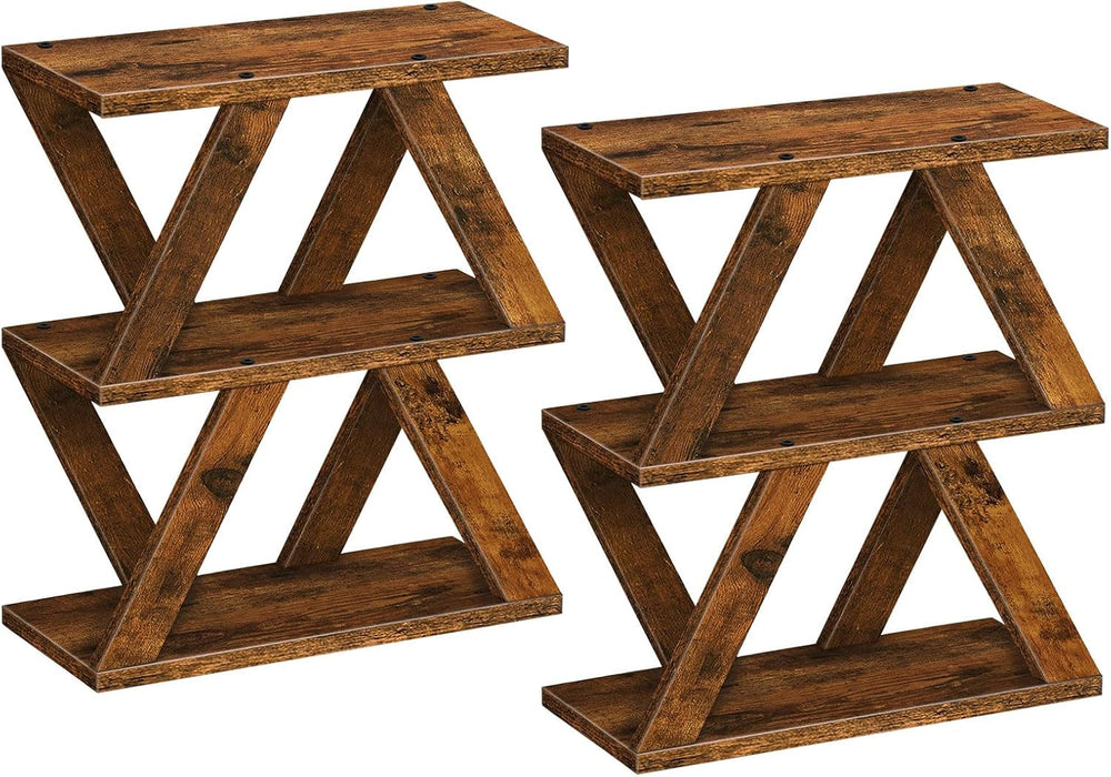 Set of 2 Side Table with Side Guard Rails & Anti-Slip Pads, 3 Tier Narrow...