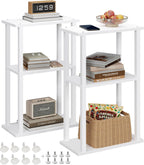 TUTOTAK Small Side Table, Narrow End Table, Bedside Table, Set of 2, Couch Side Table with Wheels for Living Room or Bedroom, White TB01BW0612