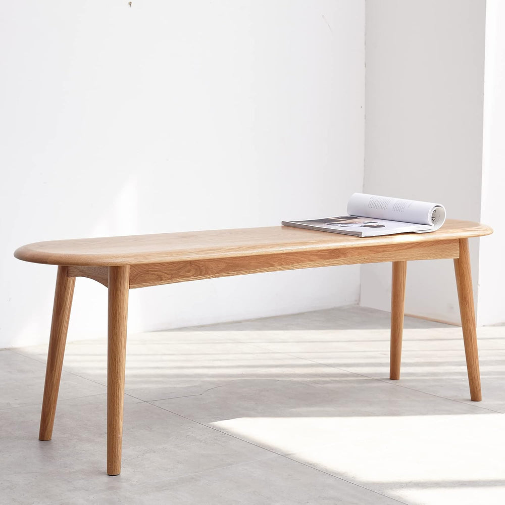 Natural Oak Wood Dining Bench, 39.37 x 11.81 x 16.14 Inches,Oak, Half-Round D...