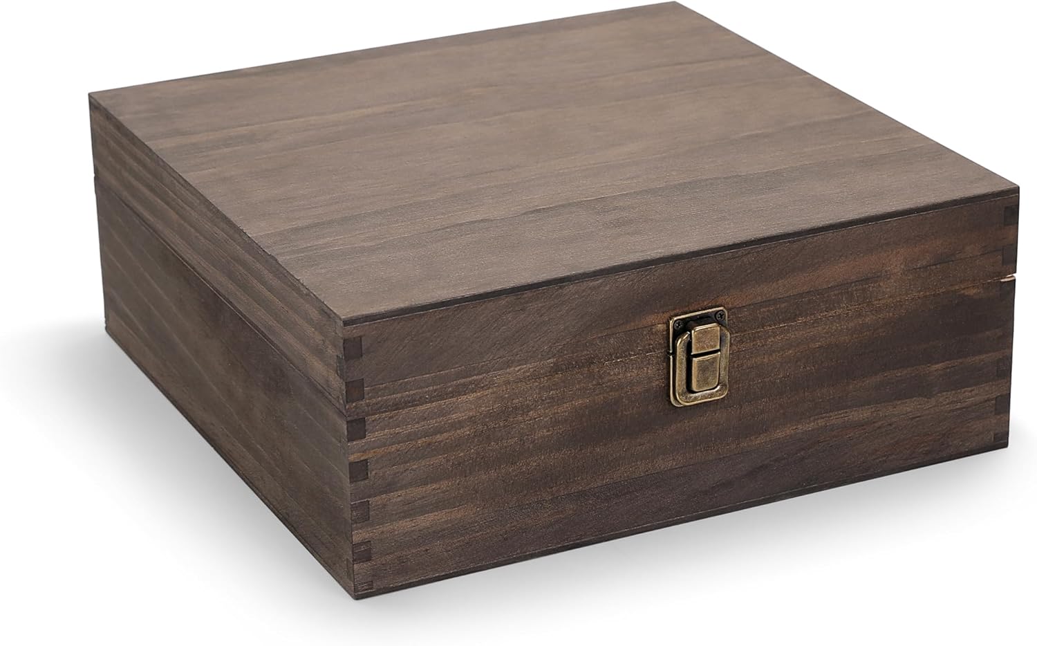 makerflo Medium Dark Walnut Wood Memory Box (Pack of 1) with Hinged with Clasp, Black Felt Inside, Keepsake Wooden Box Ideal for Craft and Personalization (Laser Engraving, Epoxy, UV DTF, and Vinyl)