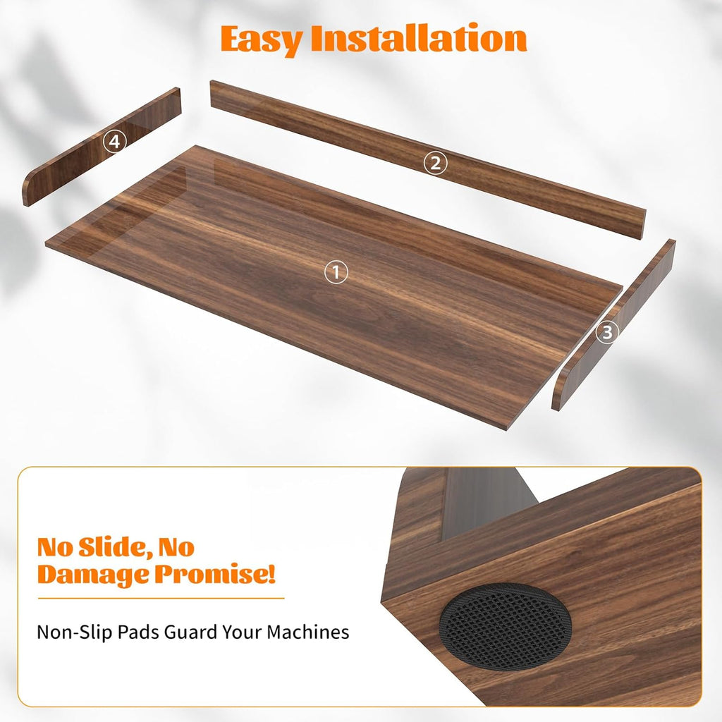 Washer Dryer Countertop, Laundry Room Wood Countertop with Edge, 54" x 27.5" Top Cover for Laundry Machine, Washer and Dryer Wood Shelf Topper for Laundry Room Counter Storage Organization, Walnut