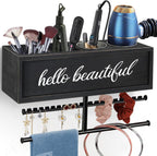 Rustic Hair Dryer Holder Wall Mounted,Hair Styling Tools & Accessories Organizer,Bathroom Supplies & hot Tools vanities Organizer Caddy,for Storage Flat Iron,Blow Dryer,Curling Iron,Towel