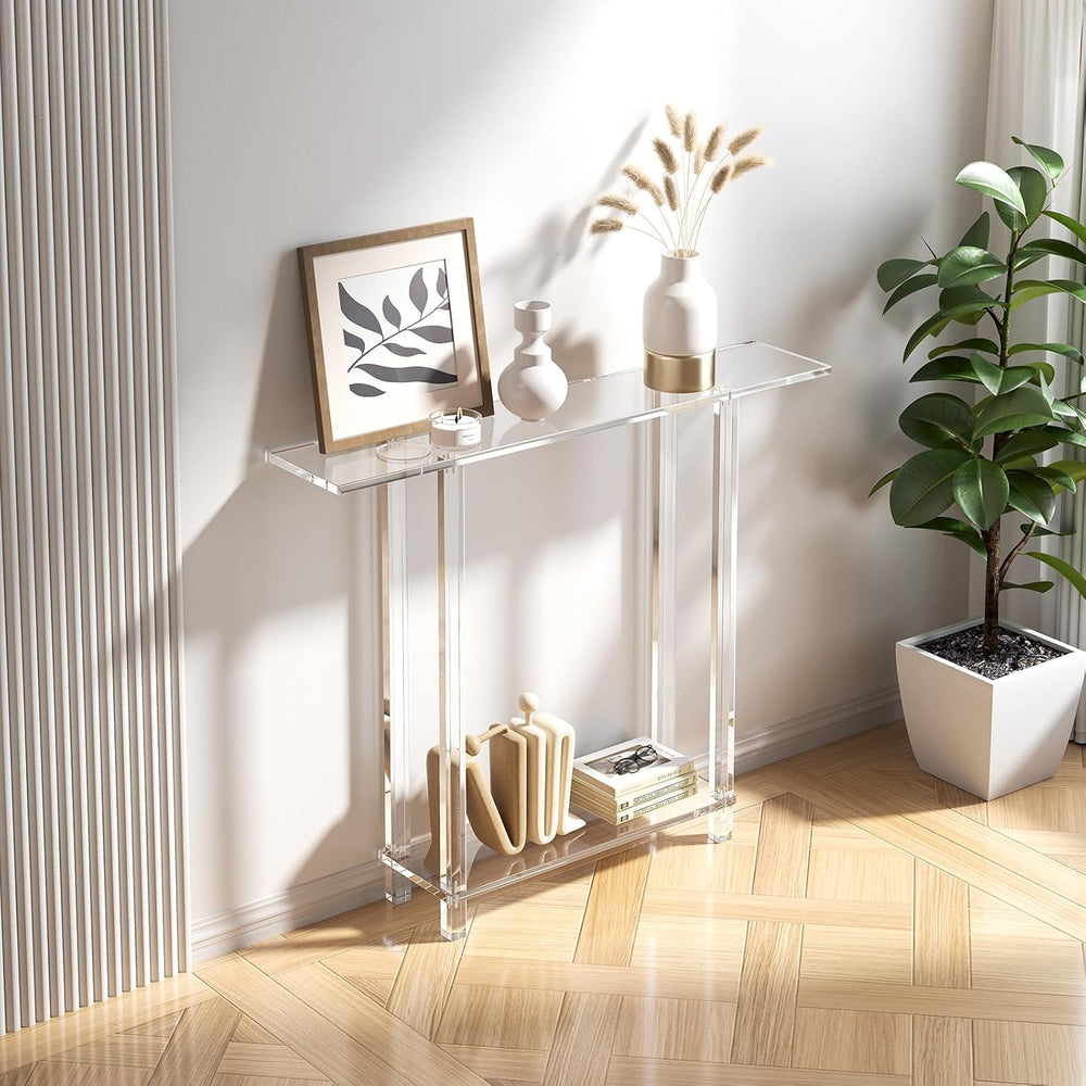VEVOR Acrylic Narrow Console Table for Entryway, Clear Skinny Entry Side Tabl...
