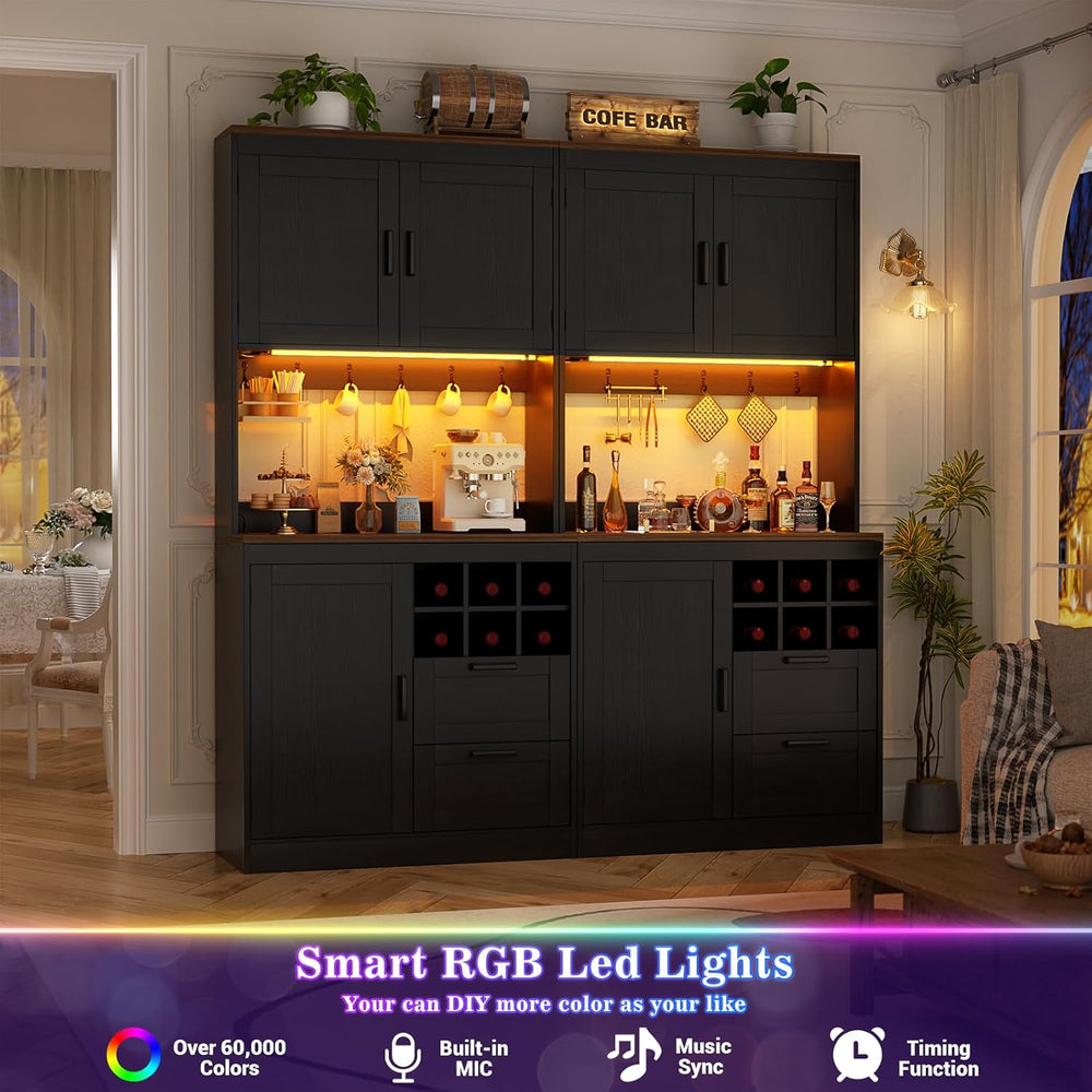 Unikito 72" Tall Pantry Cabinet, Kitchen Pantry Storage Cabinet with LED...