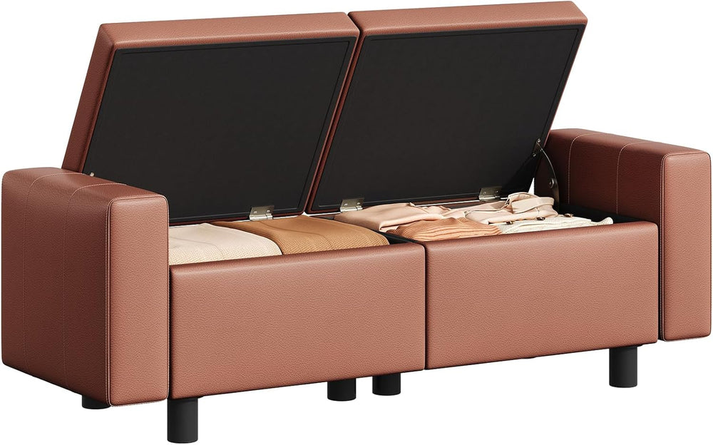 HOOBRO Ottoman with Storage, 46.7'' Storage Ottoman Bench with Safety...