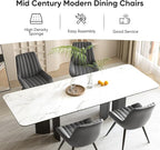 Nalupatio Modern Dining Chairs Set of 6, Comfy Dining Room Chairs with Thick Cushions, Upholstered Fabric Kitchen Side Chairs with Metal Legs, Dark Grey