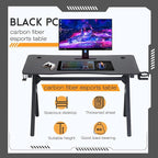 BestOffice Gaming Desk Computer Desk 47"x 23" Home Office Desk Extra Large Modern Ergonomic Black PC Carbon Fiber Table Gamer Workstation with Cup Holder Headphone Hook,Blue