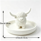 Highland Cow Gifts for Women, Ring Holder Dish for Rings, Earrings, Necklaces, Jewelry Organizer, Highland Cow Farmhouse Decor, Birthday Gifts for Women, Christmas Wedding Housewarming Present