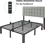10 Inch California King Bed Frame with Rounded Corner and Headboard Hole Mattress Retainers 3500 LBS Metal Heavy Duty Steel Slats Support No Box Spring Needed Platform Noise Free Easy Assembly