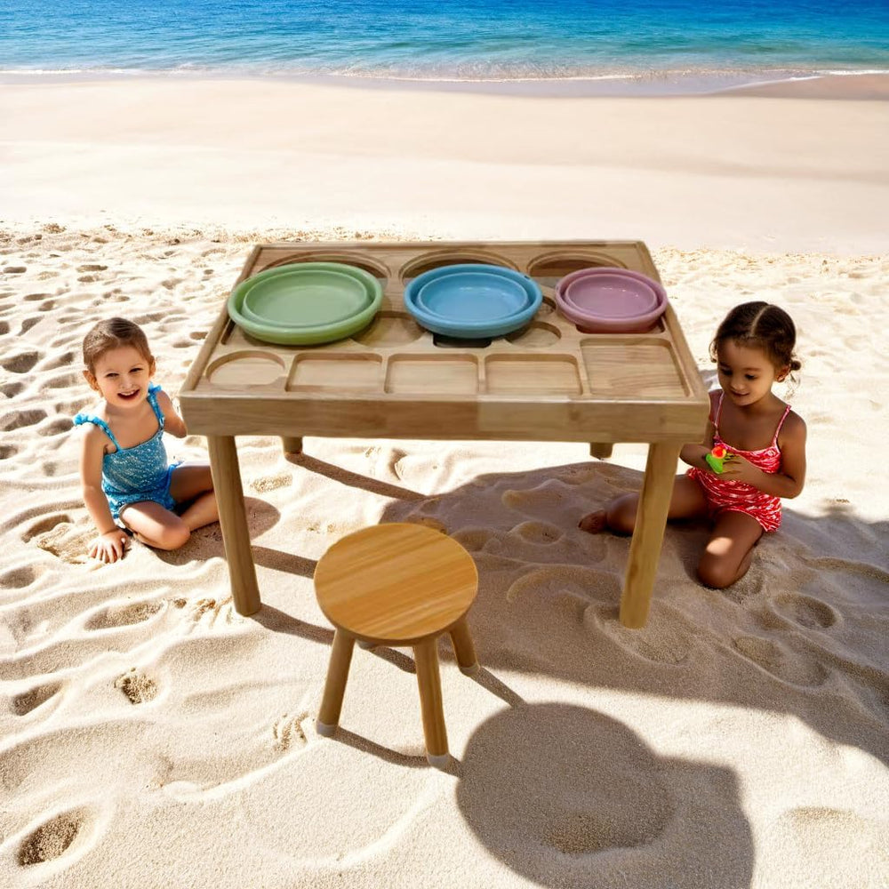 Wooden Sensory Table for Toddlers with 2 Chairs, Double-Sided Boards | Sand a...