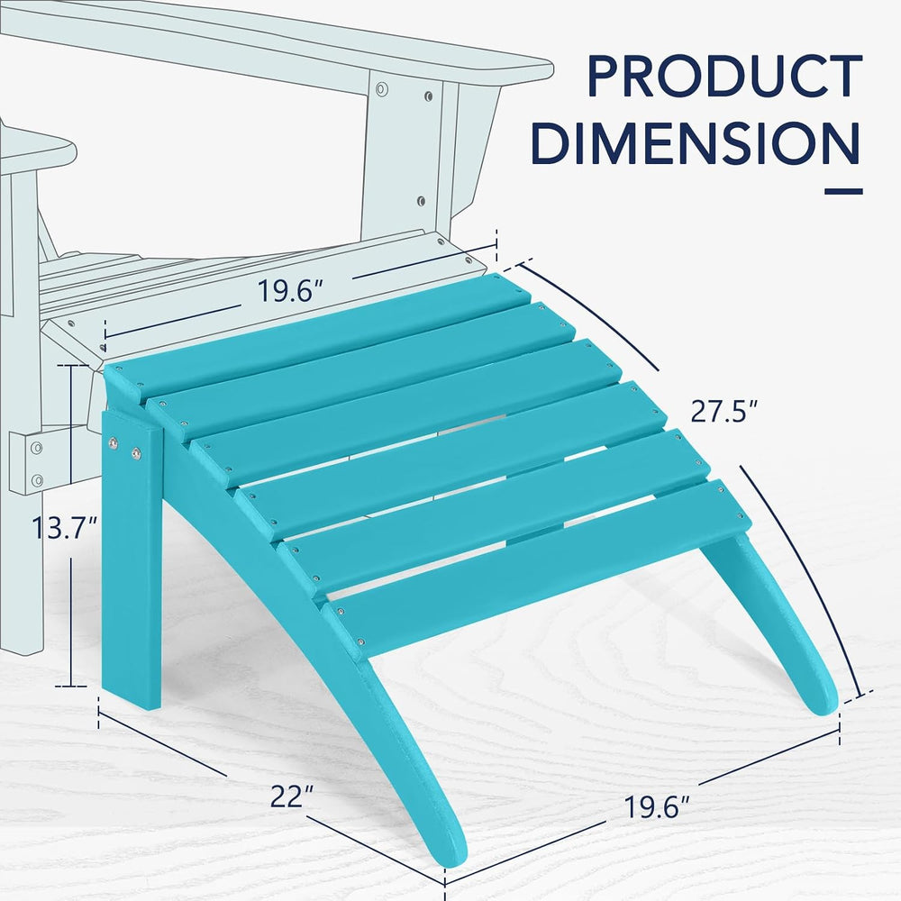 Adirondack Ottoman Set of 2, HDPE All Weather Patio Ottomans, Outdoor Footres...