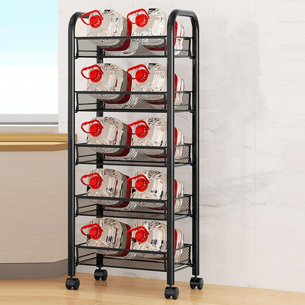5-Tier Stackable Metal Wire Storage Basket with Wheels – 360° Swivel Casters,...