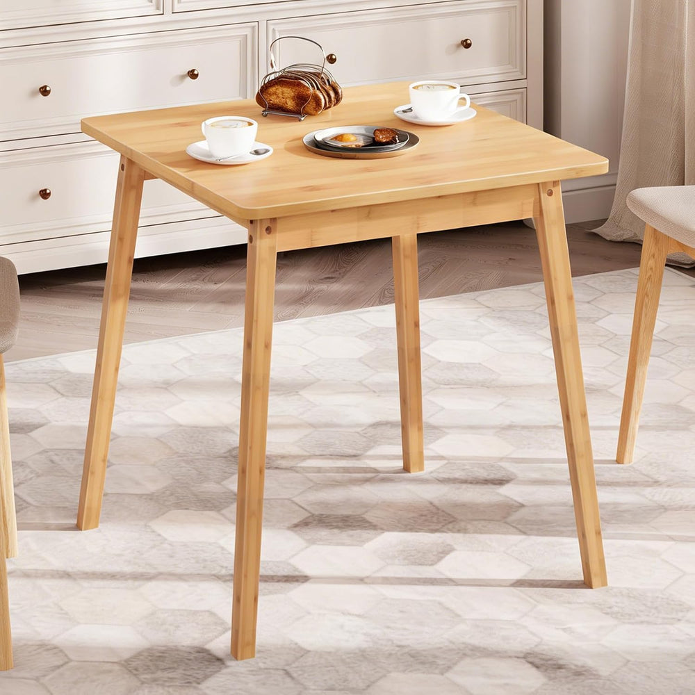 HOOBRO Bamboo Dining Table, Square Dining Table for 2, 27.6" Kitchen Tab...