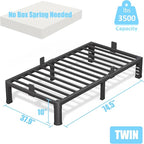 FUIOBYVV 10 Inch Twin Bed Frame with Rounded Corner and Headboard Hole Mattress Retainers 3500 LBS Metal Heavy Duty Steel Slats Support No Box Spring Needed Platform Noise Free Easy Assembly