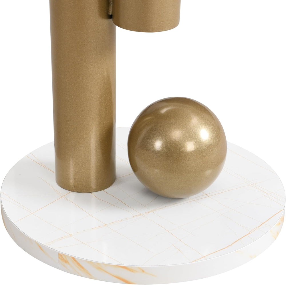 Modern Nesting Coffee Table Set of 2, Oval White and Gold Coffee Table and Ro...