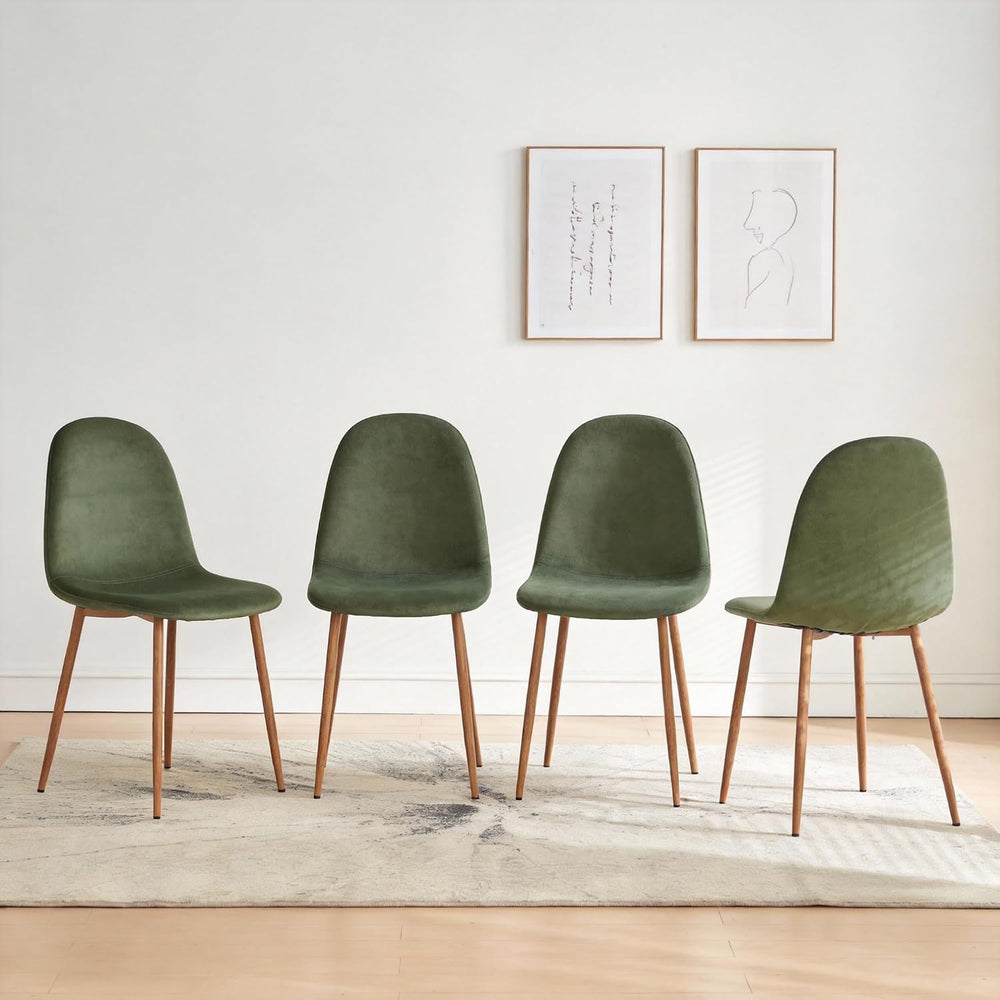 Small Dining Table Set for 4, Modern Round Dining Table with 4 Velvet Dining ...