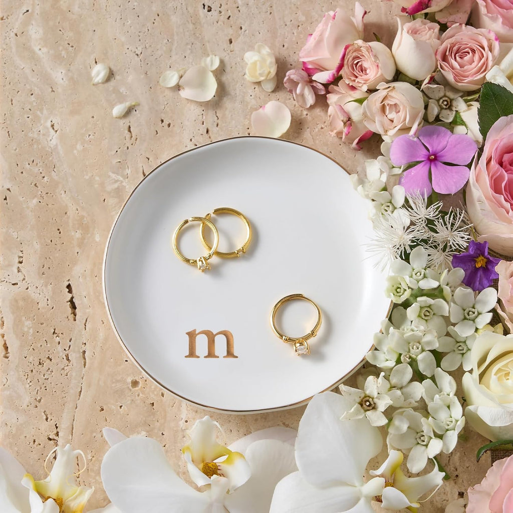 Lolalet Handmade Ceramic Ring Dish Jewelry Tray Plate with Initial, Small Personalized Monogram Gift for Women Girls, Graduation,Hostess, Engagement, Bridal Shower, Maid of Honor, Bridesmaid, Birthday