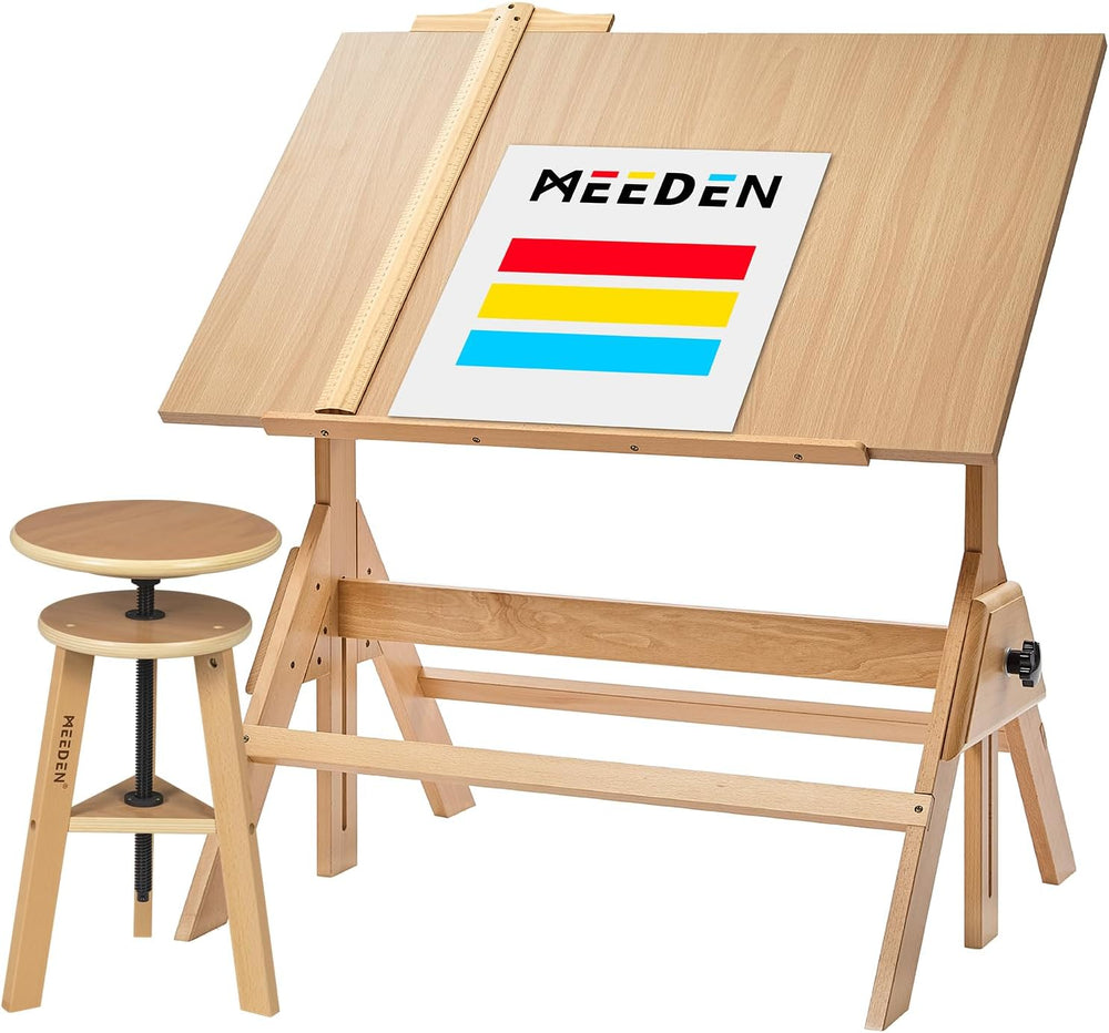 MEEDEN Wood Drafting Table & Stool: 35.5" x 23.5" Art Desk and ...