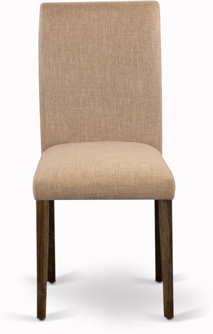 East West Furniture V777AB747-5 5 Piece Kitchen Table Set for 4 Includes a Rectangle Dining Room Table with V-Legs and 4 Light Sable Linen Fabric Upholstered Chairs, 40x72 Inch, Multi-Color
