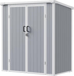 5x3 Resin Garden Sheds & Outdoor Storage on Clearance, Weather-Resistant Plastic Shed with Floor and Lockable Door for Garden Tools, Lawn Mower, Bike, Backyard Organization, Aritic Light Grey