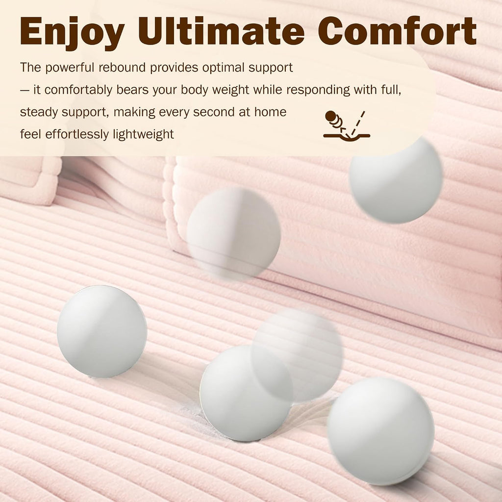 Convertible Folding Sofa Bed, 2-in-1 Full Size Floor Boneless Couch Bed, Corduroy Loveseat sleeper Couch Floor Sofa, Memory Foam Sleeper SofaBed, Small couches for small spaces, No Assembly, Baby Pink