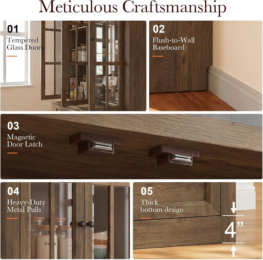 80" Modular Kitchen Pantry Cabinet, 2-in-1 Freestanding Tall Pantry Cabi...