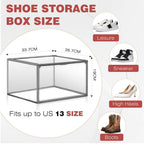 10 Pack Large Clear Shoe Box Shoe Storage Organizer with Magnetic Door Stackable Shoe Containers for Sneakers, High Heels, Sport Shoes, Size 13