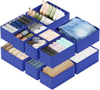 SpaceAid Drawer Organizer for Clothes, 12 Pack Dresser Drawer Organizer Bins, Closet Organizers and Storage Dividers for Clothing, Underwears, Socks (Blue)