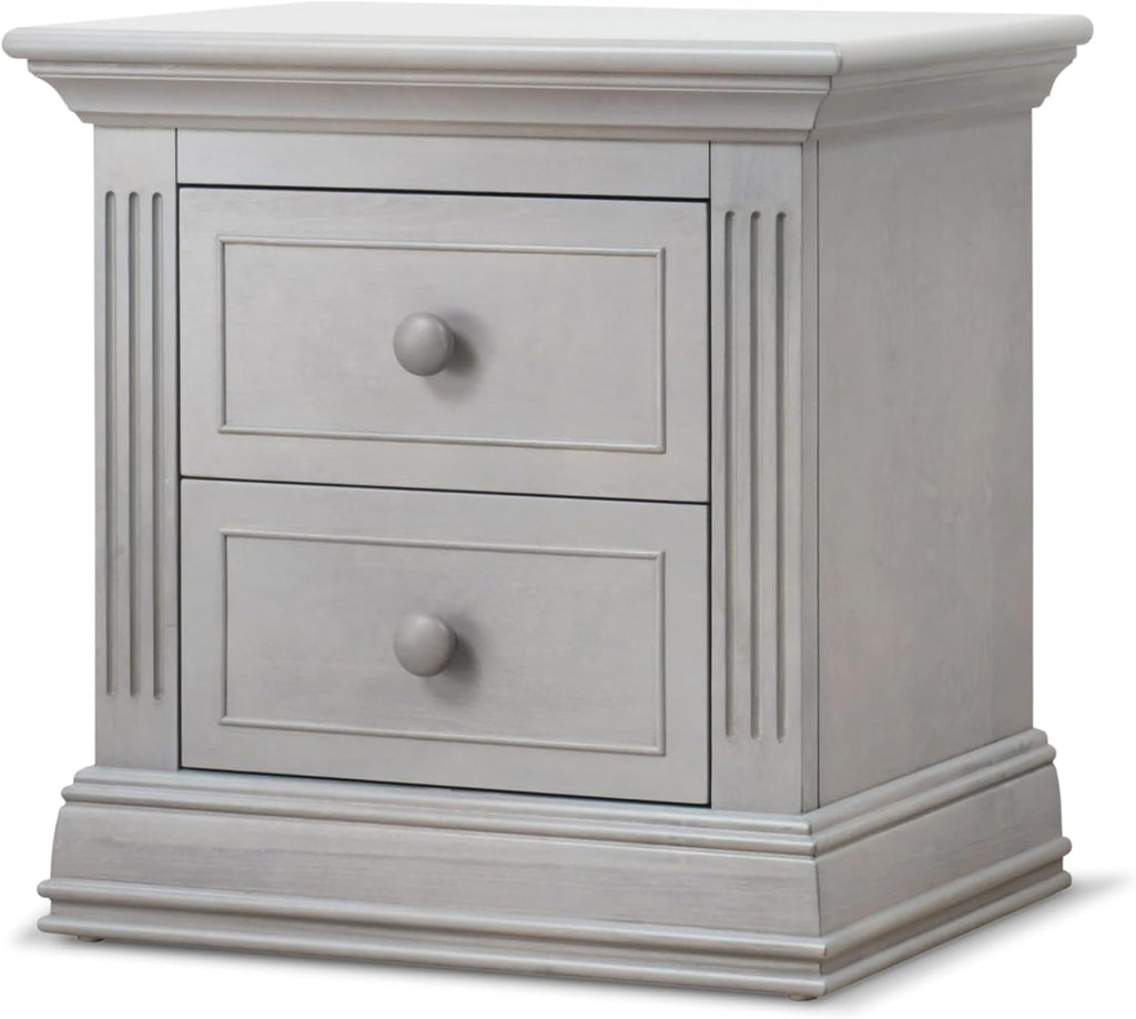 Sorelle Furniture Providence Baby Nightstand - Nursery, Kids Bedroom Furniture with Drawers, Stone Gray