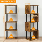 IBUYKE 5-Tier Tall Bookshelf,S-Shaped Geometric Bookcase, Wood Display Shelves with Storage,Industrial Bookshelf for Living Room Bedroom, Home Office, Rustic Brown WBC015H