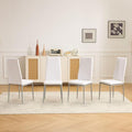 Karl home White Dining Chair Set of 4, Leather Dining Chairs with Curved Back & Foot Cap Protection for Dining Kitchen Living Room, 300lbs Capacity