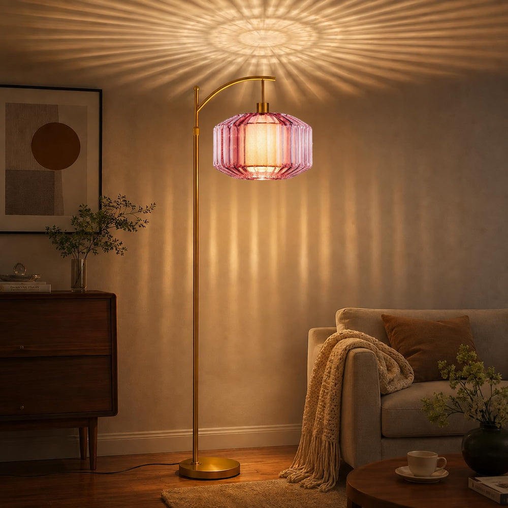 AHDWDW Gold Glass Floor Lamp for Living Room Bedroom,Arc Dimmable Floor Lamps...