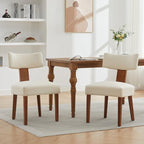 Dining Chairs Set of 6, Upholstered Fabric Kitchen Chairs with Solid Wood Legs, Modern Mid Century Accent Side Chairs for Dining Room Living Room, Ergonomic Comfort White (White, Set of 6)