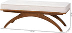 Baxton Studio Orella Japandi Cream Boucle Fabric and Walnut Brown Finished Wood Bench