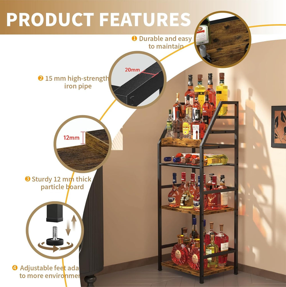 Trapezoid Liquor Wine Rack - Stepped Freestanding Design for Home - Fits Livi...