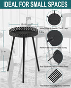 Side Table for Living Room: Small Round End Table for Housewife - Black