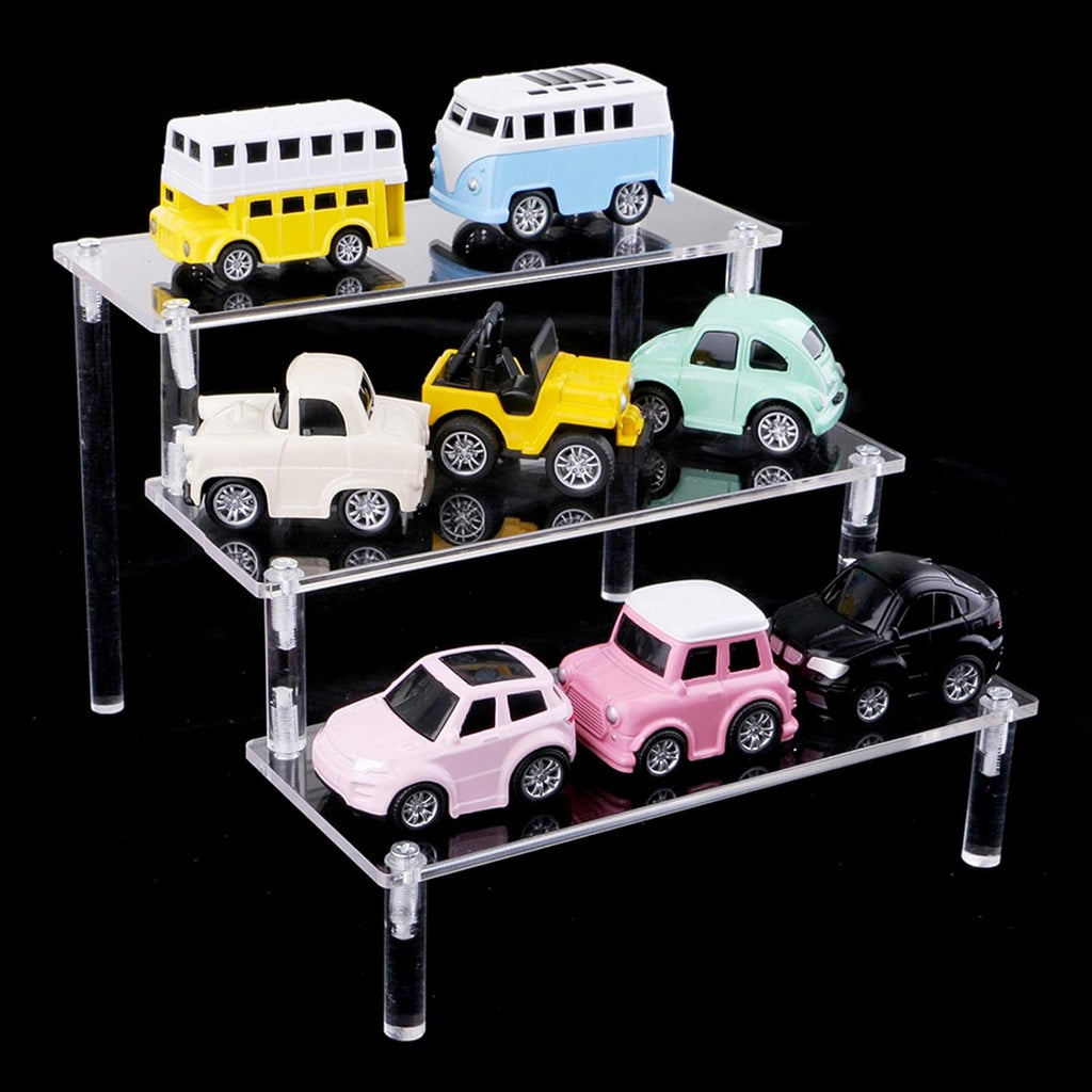 Display Rack Acrylic Multi Layer Ladder Shelf Stand Organizer Riser Steps Holder Suitable for Desktop Shop Gift Giving, 3 Ladder