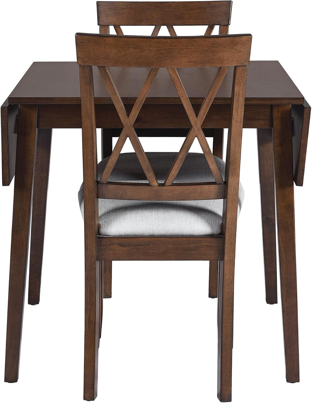 LUMISOL 3 Piece Drop Leaf Dining Table Set with 2 Chairs, Solid Wood Extensib...