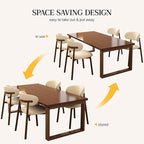 Kitchen Dining Chairs Set of 4 Modern Upholstered Leather Farmhouse Dining Room Chair with Metal Legs, Walnut/Beige