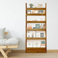 Behind Door Bookshelf Organizer - Natural Wood Wall Shelf 6-Tier Space-Saving Storage for Kids & Adults (Dark Walnut) (31.5" Wide)