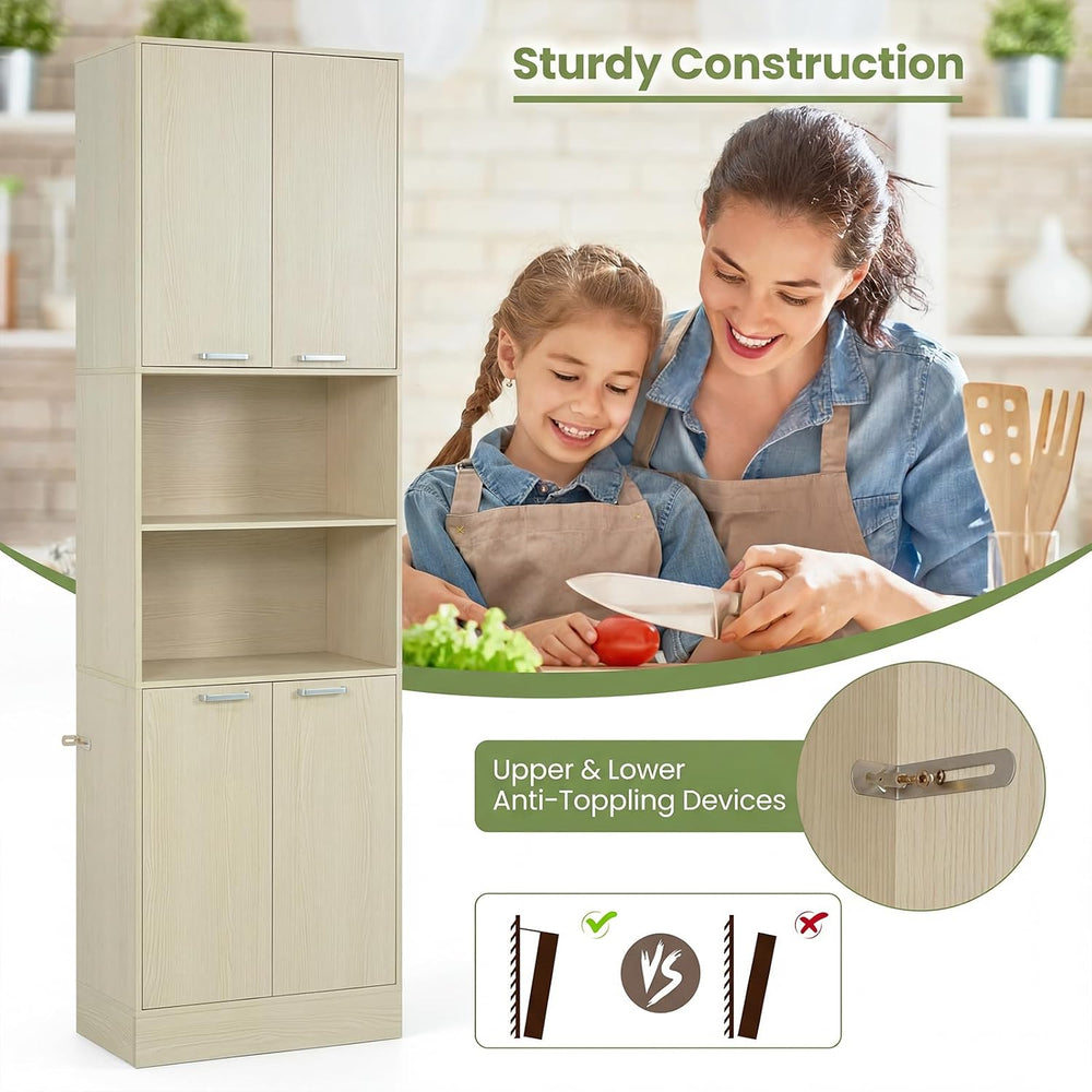 Giantex Kitchen Pantry Cabinet, 75'' Tall Freestanding Cupboard with ...