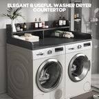 2-Tier Washer and Dryer Countertop with 2.75" H Guard,54" W x 27.5" D Laundry Countertop Cover with Non-Slip Pad,Large Space Laundry Topper for Folding Clothes Over Washer and Dryer-Black