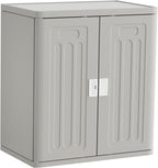 Amopatio Outdoor Storage Cabinet with 2 Shelves, Resin Storage Cabinet Waterproof Plastic Storage Shed - Outdoor Patio Tools, 19.7" D x 29.5" W x35.4 H, Gray