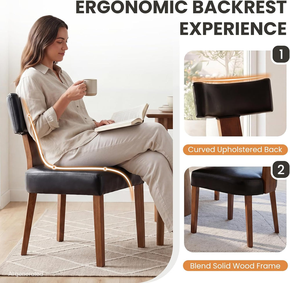RIVOVA Mid Century Modern Dining Chairs Set of 6 PU Leather Upholstered Side ...